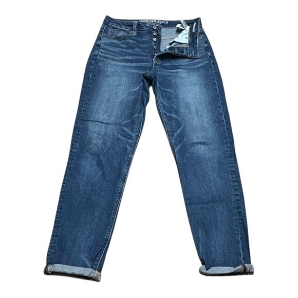 American Eagle Vintage Hi-Rise Button Fly Cuffed Jeans Women Tall 8 X-Long - Picture 2 of 3